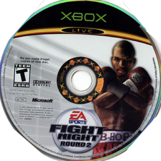 Fight Night Round 2 disc cover art for Microsoft XBOX video game.