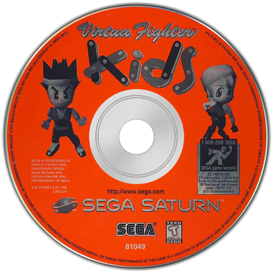 Virtua Fighter Kids Sega Saturn 3D fighting game super deformed chibi versions of Virtua Fighter characters arcade combat simplified mechanics Sega AM2 versus battles retro gaming Sega Saturn software video game title disc