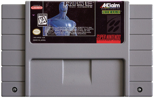 Rise of the Robots retro SNES video game Rise of the Robots sci fi fighting game robotic combat one on one battles futuristic action gameplay console title Super Nintendo release cartridge
