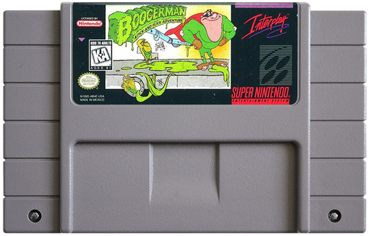 Boogerman A Pick and Flick Adventure cartridge for Super Nintendo Entertainment System (SNES) video game