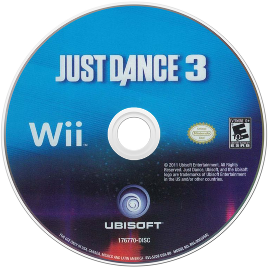 Just Dance 3 game disc cover for Wii console