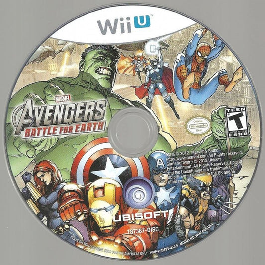 Marvel Avengers Battle for Earth cover art for Nintendo Wii U (Wii U) video game.