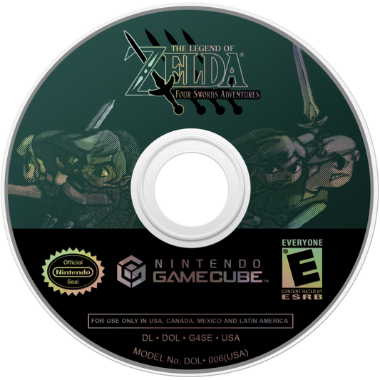 The Legend of Zelda Four Swords Adventures Player's Choice Nintendo GameCube GCN for retro video game enthusiasts featuring cooperative action adventure gameplay multiplayer dungeon exploration classic Zelda puzzles Link teamwork iconic fantasy quests and collectible gaming appeal disc