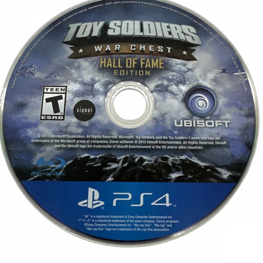 Toy Soldiers War Chest Hall of Fame Edition PS4 inspired design featuring action strategy warfare aesthetic miniature toy armies tower defense gameplay explosive battlefield combat iconic hero units imaginative military sandbox adventure presentation disc
