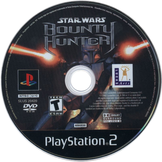 Star Wars: Bounty Hunter – PlayStation 2 (PS2) video game disc, action-adventure shooter.
