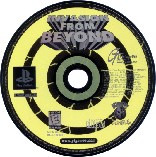Invasion from Beyond PlayStation 1 PS1 for action shooter retro video game fans featuring alien invasion sci fi combat futuristic weapons fast paced arcade action extraterrestrial enemies mission based gameplay collectible gaming appeal disc