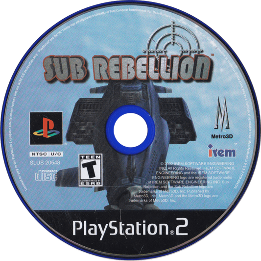 Sub Rebellion PlayStation 2 PS2 retro video game submarine combat simulator disc (2002)