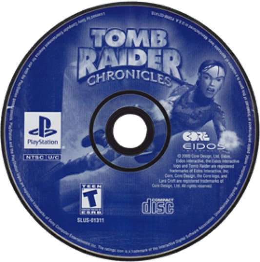 Tomb Raider Chronicles disc for PlayStation 1 (PS1) action-adventure video game