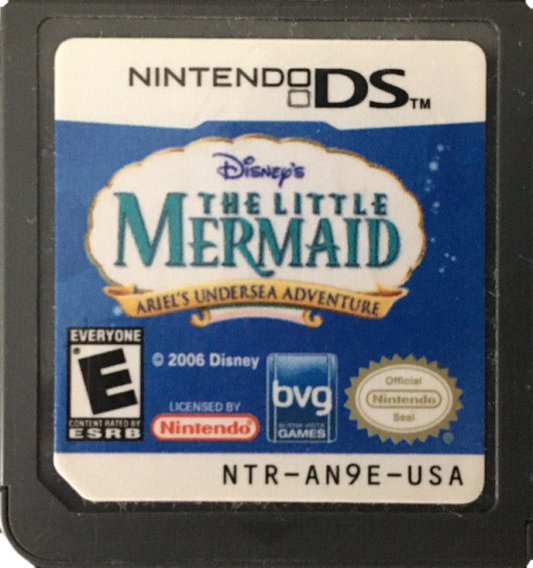 Disney’s The Little Mermaid Ariel’s Undersea Adventure Nintendo DS video game, action platformer, underwater adventure gameplay, family-friendly handheld console title cartridge