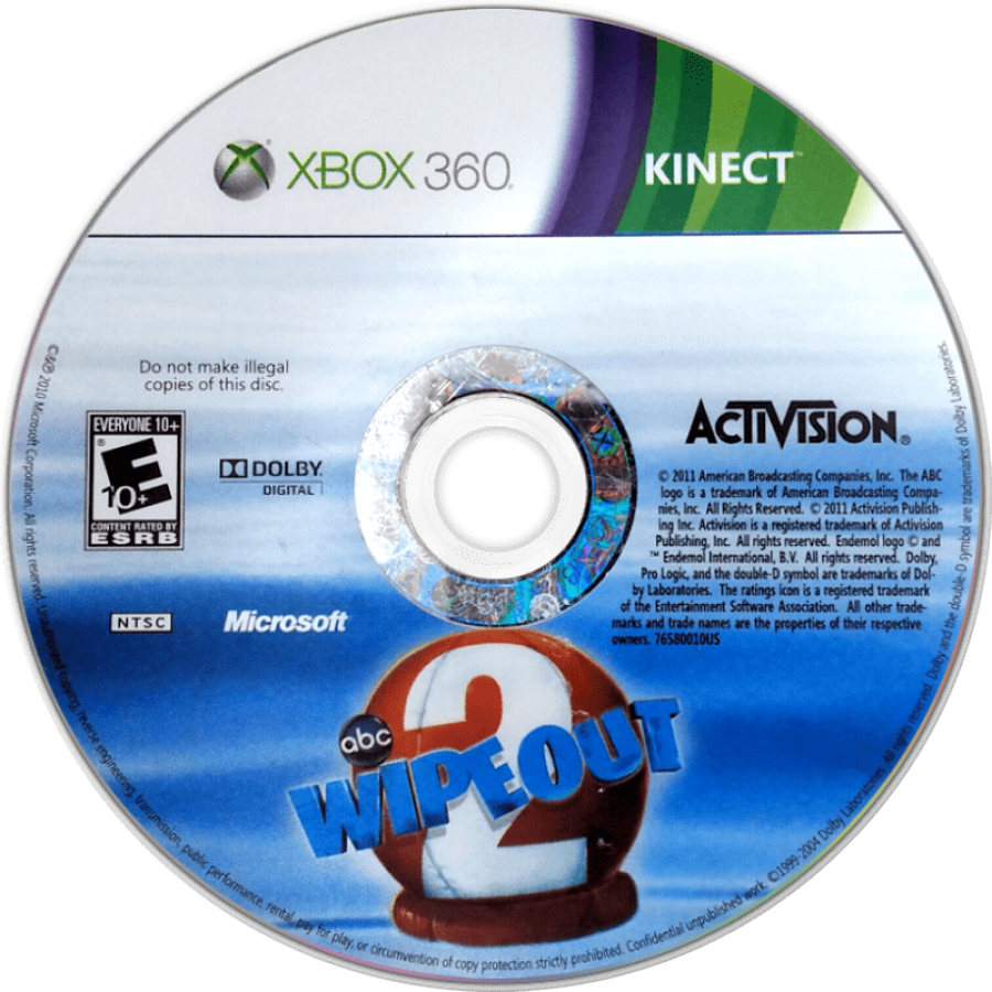 Wipeout 2 Xbox 360 Kinect disc art for obstacle course and party video game.