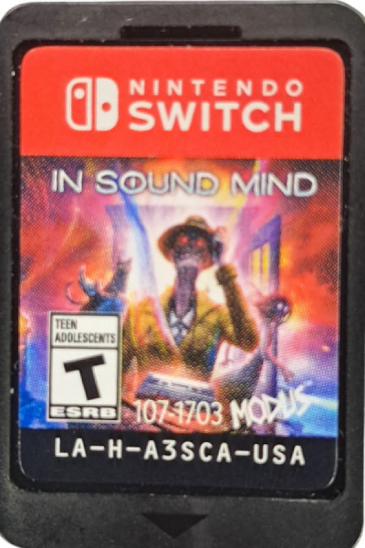 In Sound Mind Nintendo Switch inspired design featuring psychological horror adventure aesthetic surreal environments unsettling mysteries first person exploration mind bending puzzles atmospheric storytelling intense suspense and supernatural encounters presentation cartridge