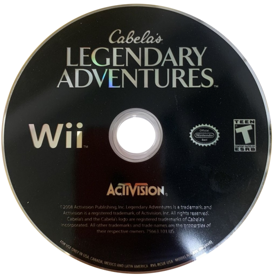 Cabela's Legendary Adventures disc cover art for Nintendo Wii (Wii) video game