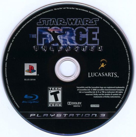 Star Wars: The Force Unleashed PS3 action-adventure video game disc