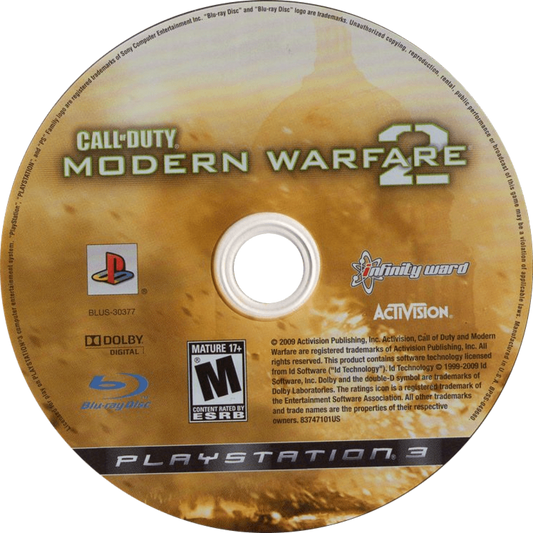 Call of Duty Modern Warfare 2 retro PlayStation 3 video game Call of Duty military first person shooter online multiplayer tactical combat cinematic campaign console title PlayStation 3 release disc
