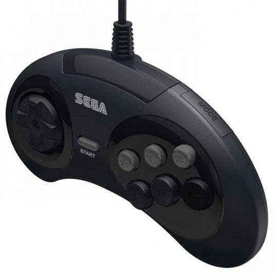 Officially Licensed SEGA Genesis 6 Button Wired Control Pad Sega Genesis GEN accessory featuring classic six button layout wired connectivity responsive directional pad ergonomic design iconic Genesis styling and compatibility with supported Sega Genesis games replacement gaming controller collectible retro gaming accessory appeal