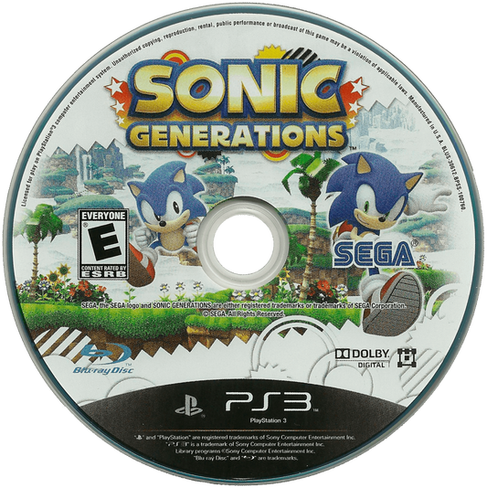 Sonic Generations disc art for PlayStation 3 (PS3) video game
