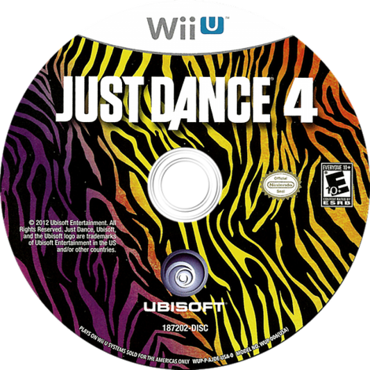Just Dance 4 disc art for Nintendo Wii U (WiiU) video game