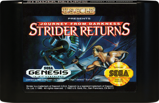 Strider Returns Sega Genesis retro video game action platformer cartridge (1990)