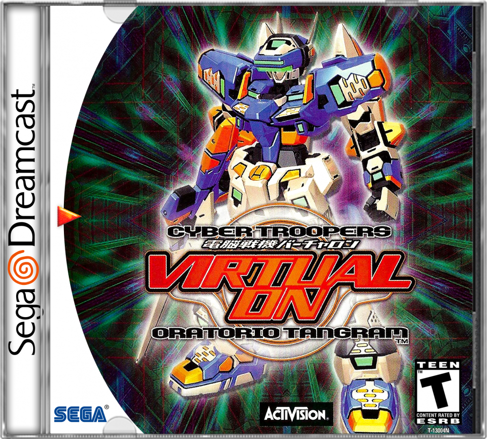 Virtual-On Oratorio Tangram Dreamcast featuring fast-paced mech combat gameplay with futuristic arena battles cover art