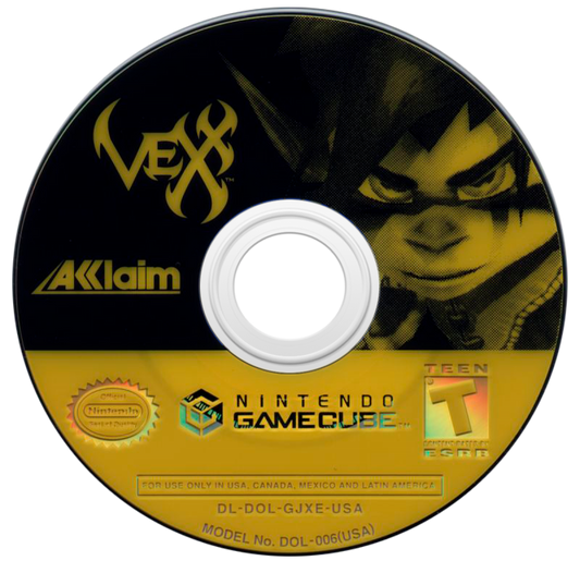 Vexx Nintendo GameCube GC for retro video game enthusiasts featuring 3D action platforming gameplay expansive world exploration acrobatic movement challenging collectibles fantasy adventure environments combat driven progression and collectible gaming appeal disc