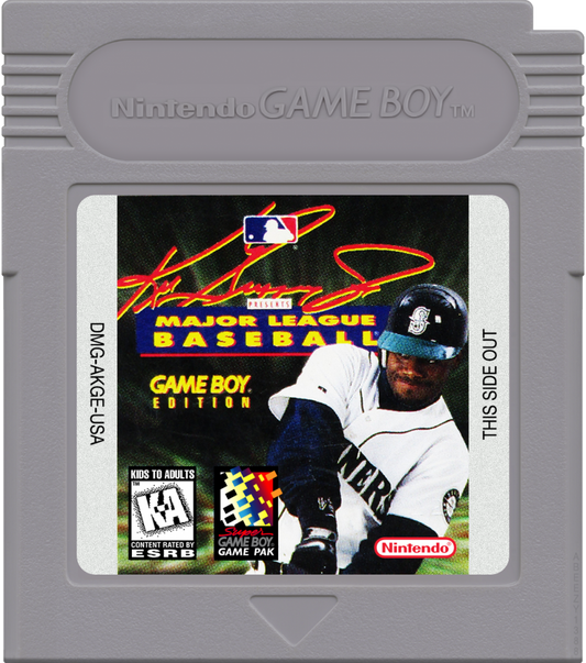 Ken Griffey Jr Presents Major League Baseball cartridge art for Game Boy (GB) video game