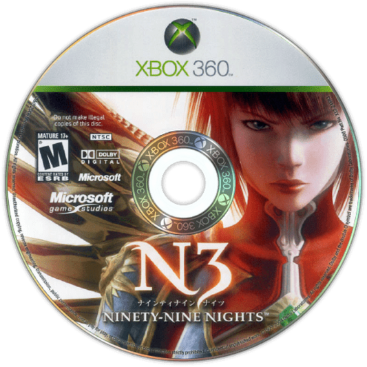 Ninety-Nine Nights disc for Xbox 360 (X360) hack-and-slash action role-playing video game