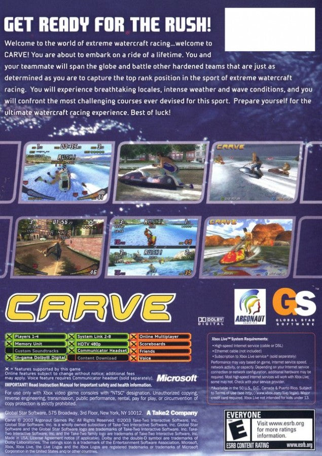 Carve back cover art for Xbox (XBOX) video game