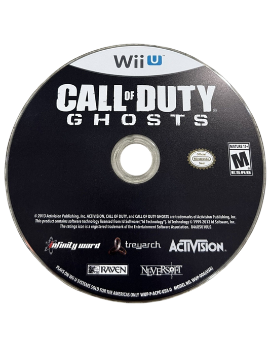 Call of Duty: Ghosts disc cover art for Nintendo Wii U video game.