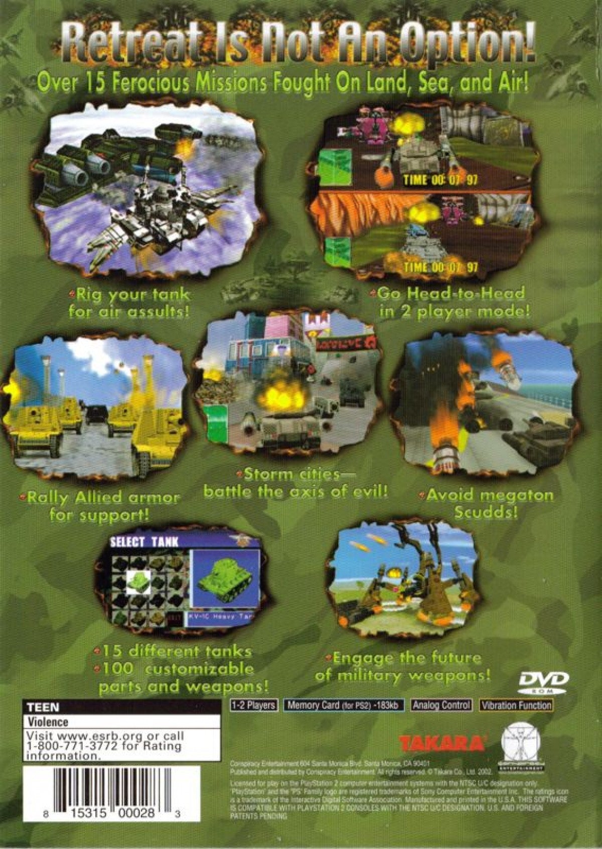 Seek and Destroy – PlayStation 2 (PS2) video game back of case, vehicular combat game.