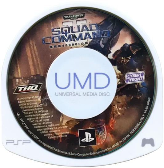 Warhammer 40000 Squad Command PSP inspired design featuring tactical strategy warfare aesthetic elite Space Marine squads turn based battlefield combat futuristic military action grimdark sci fi setting strategic mission planning and immersive Warhammer gameplay presentation UMD