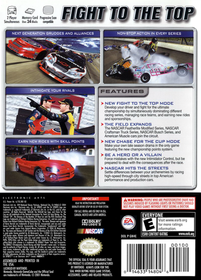 NASCAR 2005: Chase for the Cup back of case for GameCube (GC) sports racing video game
