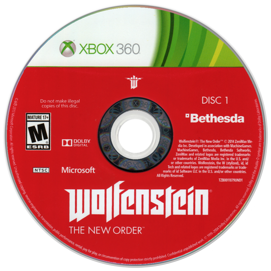 Retro Wolfenstein The New Order Xbox 360 inspired design featuring alternate history first person shooter aesthetic vintage HD era resistance warfare Nazi occupied dystopia intense gunplay cinematic action stealth shooter atmosphere nostalgic Bethesda FPS presentation disc 1