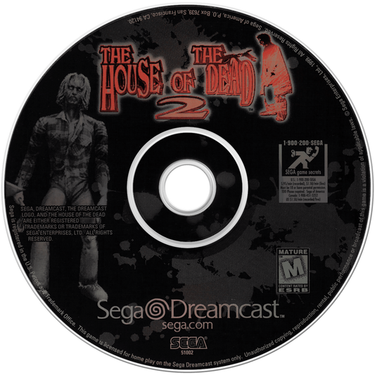 The House of the Dead 2 Sega Dreamcast game featuring fast-paced on-rails light gun horror shooter gameplay disc