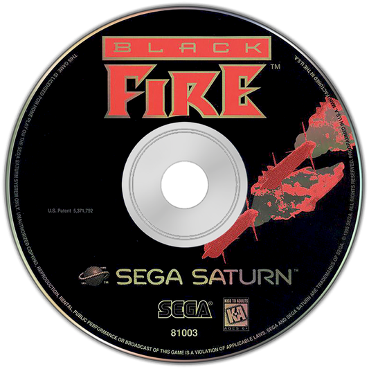 Black Fire Sega Saturn combat flight simulator modern jet fighter aerial dogfights military missions cockpit view realistic style air combat strategy MicroProse retro gaming Sega Saturn software video game title disc