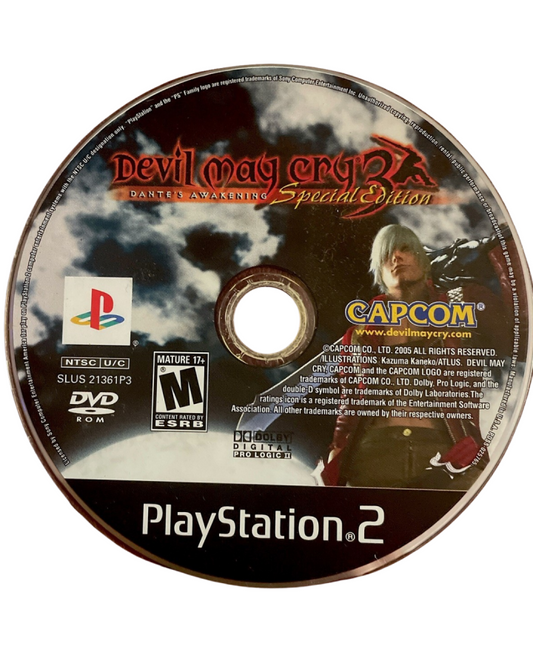 Devil May Cry 3 Special Edition for PlayStation 2 action hack and slash game featuring Dante intense combat combos multiple playable characters and story driven gothic adventure disc