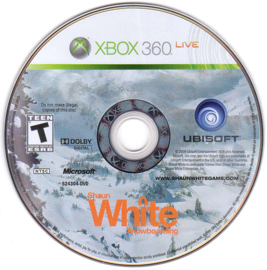 Retro Shaun White Snowboarding Xbox 360 inspired design featuring extreme winter sports aesthetic vintage HD era mountain snowboarding freestyle tricks open world alpine terrain competitive racing adrenaline fueled gameplay nostalgic Ubisoft sports presentation disc