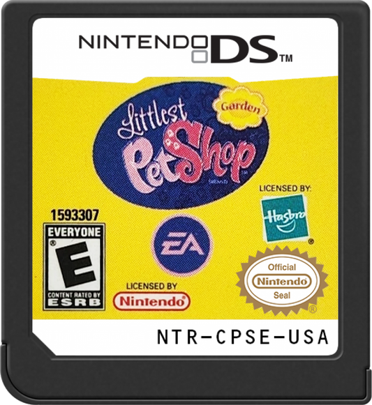 Littlest Pet Shop Garden for Nintendo DS (DS), cartridge for a retro video game featuring pet care simulation gameplay, garden-themed mini-games, animal customization, puzzle challenges, and family-friendly adventure activities