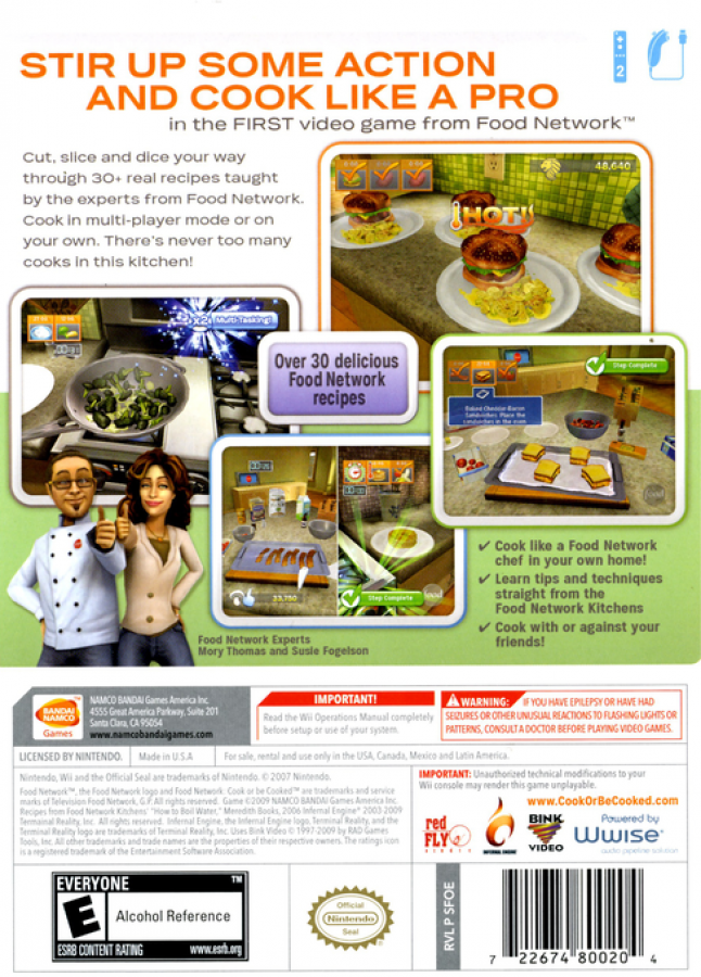 Food Network: Cook or Be Cooked – Nintendo Wii (Wii) cooking simulation back of case for video game