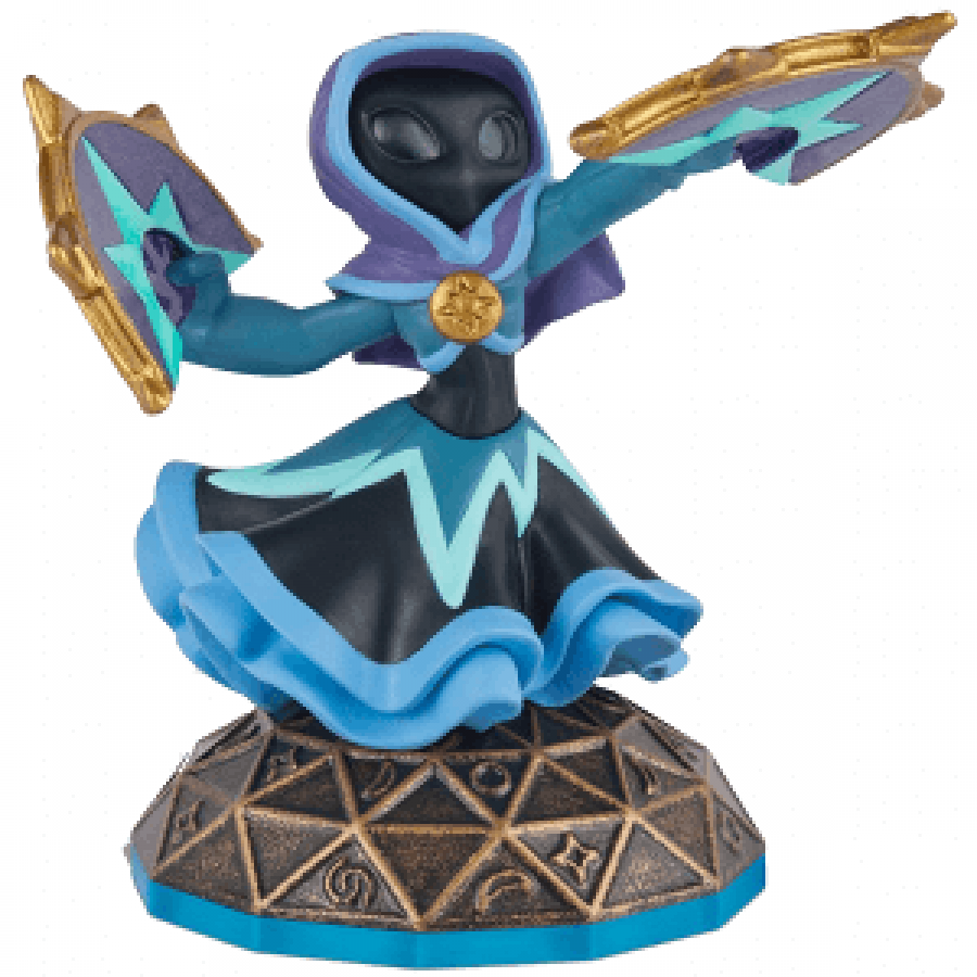 LightCore Star Strike Skylanders Swap Force figure, magic element warrior with glowing illuminated core, star-shaped armor and staff, posed casting star energy attack, detailed collectible toy on portal base from Skylanders Swap Force series