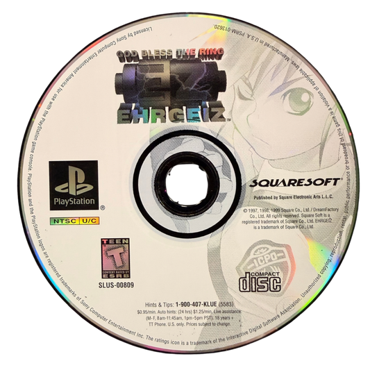 Ehrgeiz God Bless the Ring Sony PlayStation PS1 video game featuring 3D fighting gameplay martial arts combat weapon based battles iconic characters arcade style action special moves arena battles and classic 32 bit PlayStation gameplay retro video game collection collectible gaming appeal disc