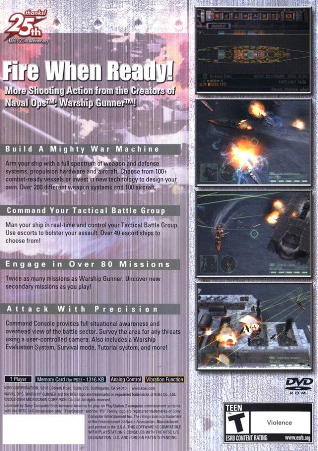 Naval Ops: Commander – PlayStation 2 (PS2) naval strategy simulation video game back of case