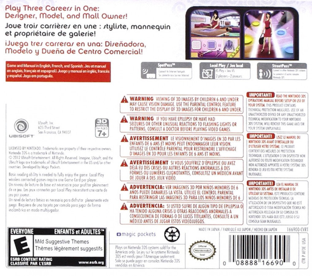 Imagine: Fashion Life back of case for Nintendo 3DS (3DS) fashion simulation video game