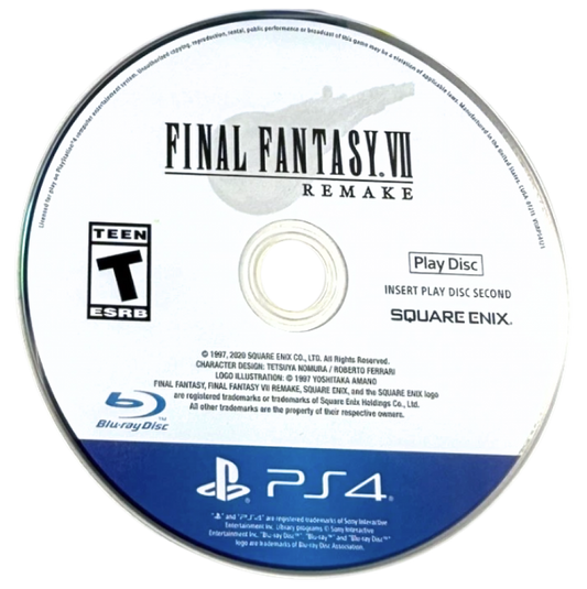 Final Fantasy VII Remake – PlayStation 4 (PS4) video game play disc, JRPG by Square Enix