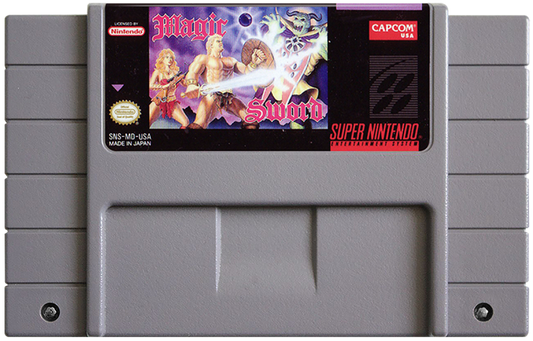 Magic Sword SNES game cartridge for the Super Nintendo system.