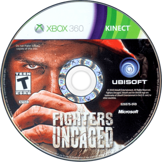 Fighters Uncaged disc for Xbox 360 (X360) motion-controlled fighting video game