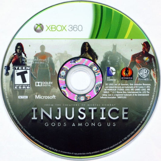 Injustice: Gods Among Us disc for Xbox 360 (X360) superhero fighting video game