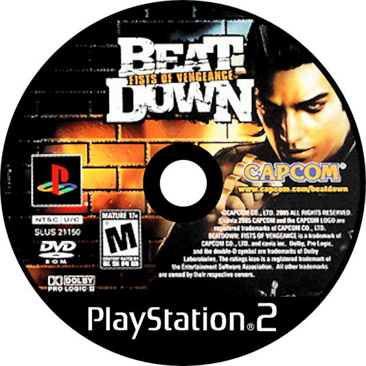 Beat Down: Fists of Vengeance for PlayStation 2 with gritty urban brawler theme disc