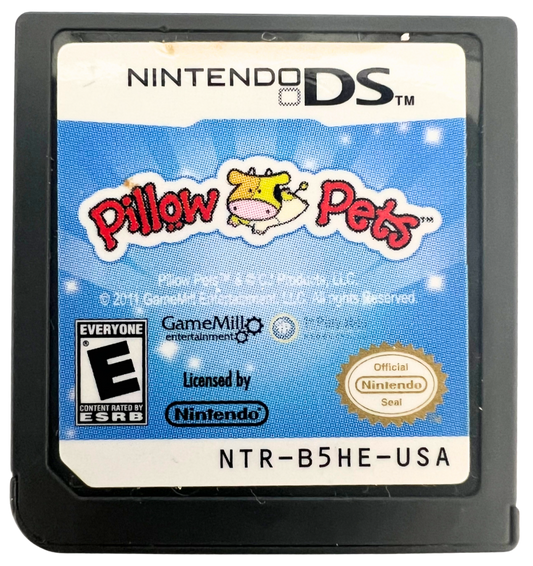 Pillow Pets for Nintendo DS, cartridge for a kids adventure video game with mini-games, pet care gameplay, puzzle challenges, and family-friendly activities
