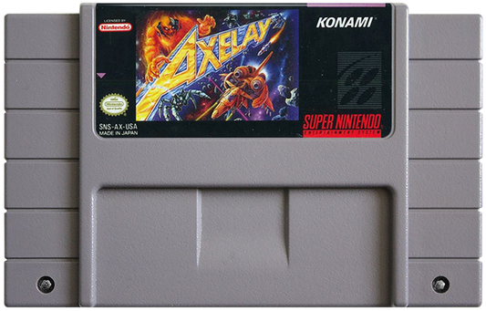 Axelay cartridge for Super Nintendo Entertainment System (SNES) retro video game