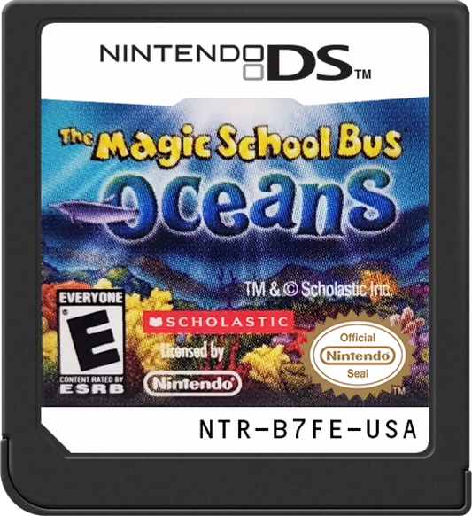 The Magic School Bus Oceans Nintendo DS video game, educational adventure gameplay, ocean science learning, family-friendly handheld console title cartridge